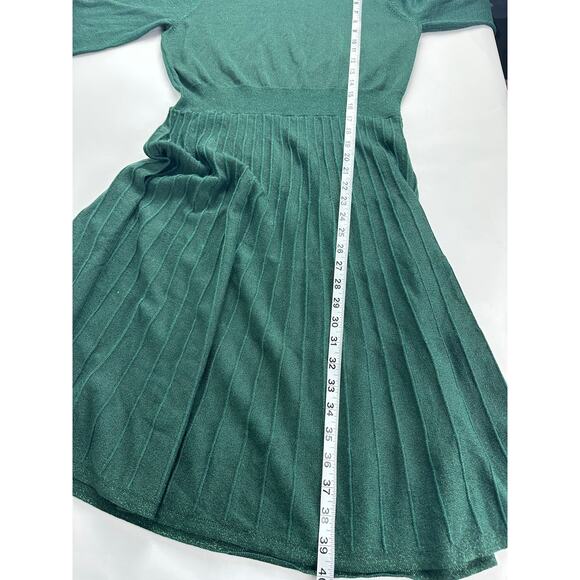 Nanette Lepore Size XL 14 16 Green Pleated Midi Dress Holiday Festive Christmas - Picture 11 of 11